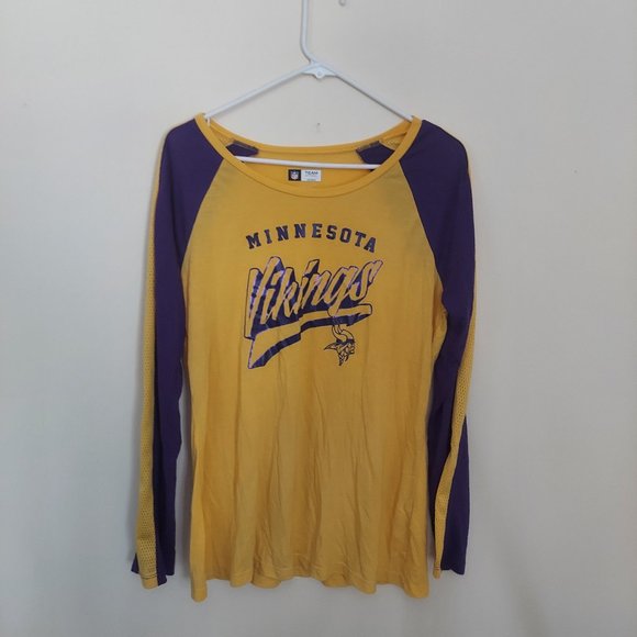 Women's XL Extra Large Gold and Purple Vikings NFL Long Sleeve T-Shirt - Picture 1 of 3